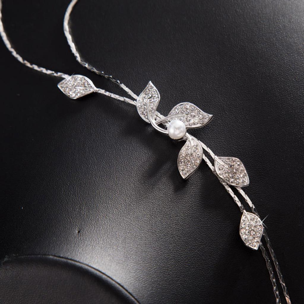Ladies Pearl Leaves Chain Necklace