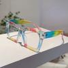 Fashion Colorful Stripe Oversize Glasses Stylish Brand Design Eyewear Personalized Square Decor Chic Frame for Women's