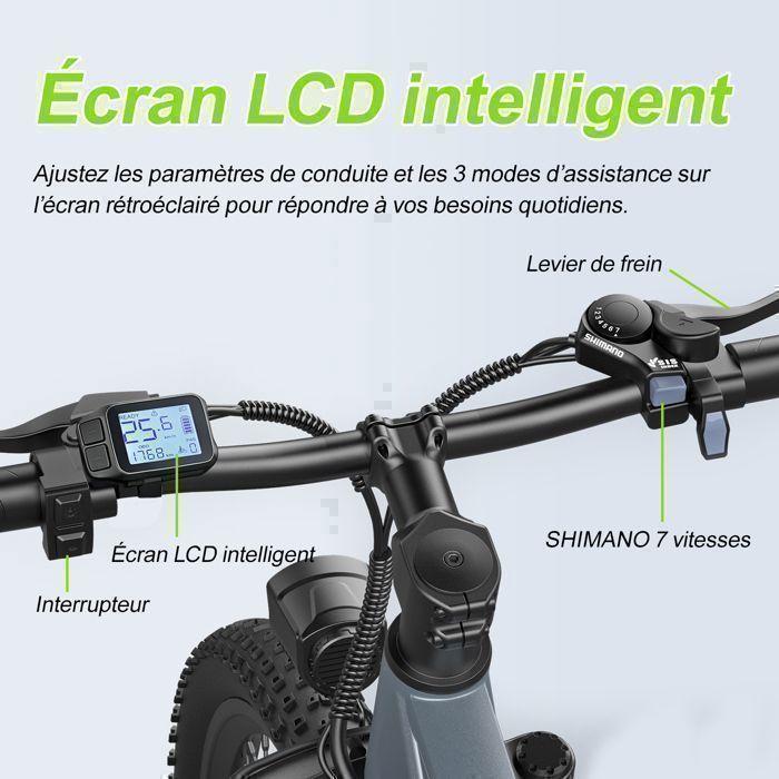 Vélo Électrique Tout Terrain 26×1.95", E-Bike L26 - Moteur 250W - Batterie 36V - Autonomie 70 km (Mode ASSIST) -Shimano 7 vitesses