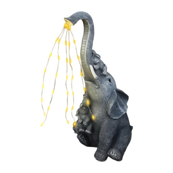 

Садовая статуэтка слона на солнечных батареях, милый слон из смолы, лампа-поливалка, водонепроницаемая уличная гирлянда для двора, патио, газона, подарок для любителей слонов A