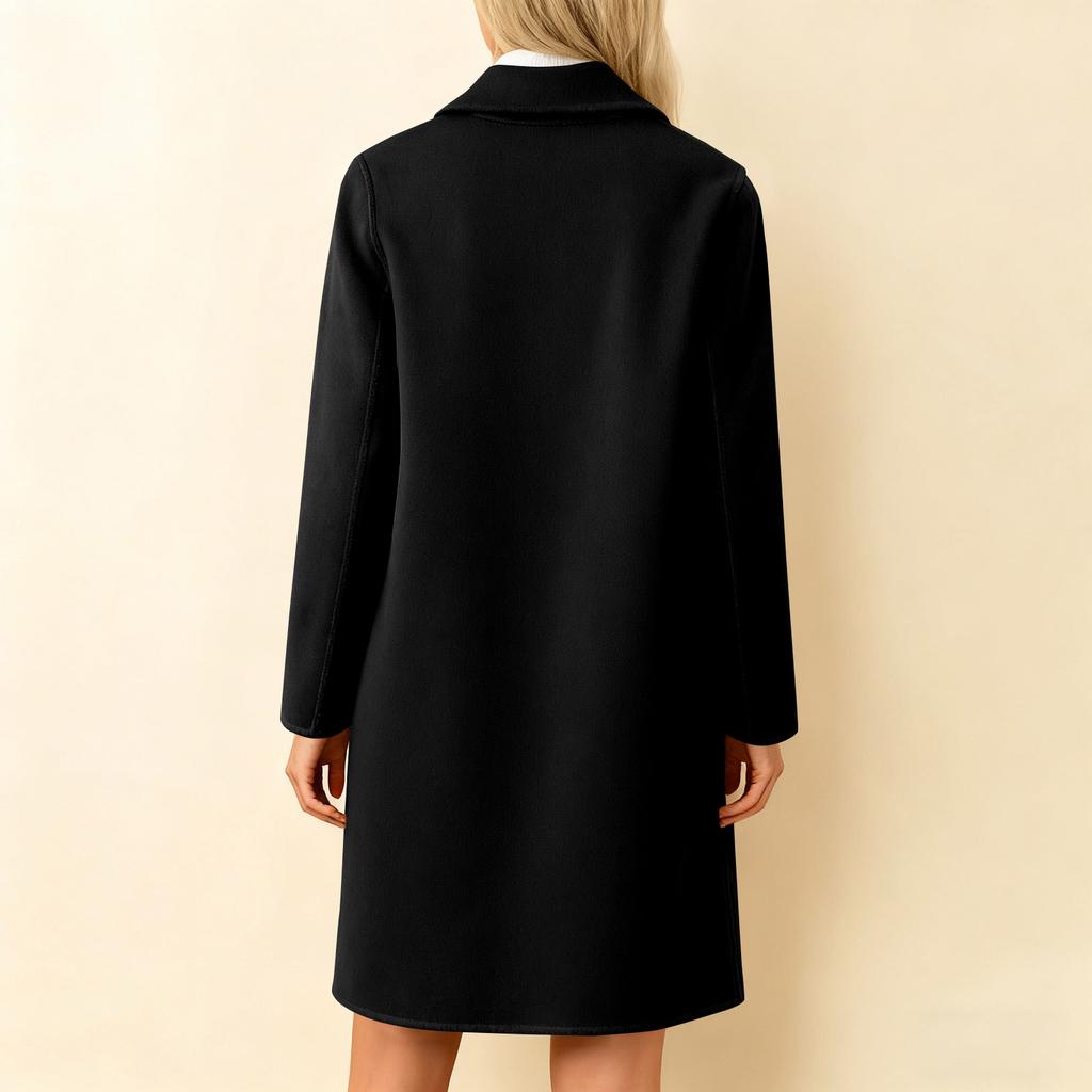 Einfarbige Damenjacke, lässig, lockere Passform, Knopfmäntel, geknöpfte Langarm-Oberbekleidung mit Tasche, Kapuzenmantel