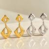 Exaggerated Irregular Drop Earrings Women Stainless Steel Wrinkle Square Hollow Dangle Earrings Personality Trendy Punk Jewelry