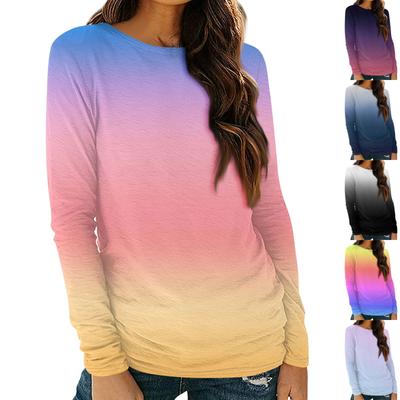 Damen Langarm Rundhals Shirts Basic T-Shirt Casual Top Herbst Trendy Tunika Outfits Taillierte T-Shirts