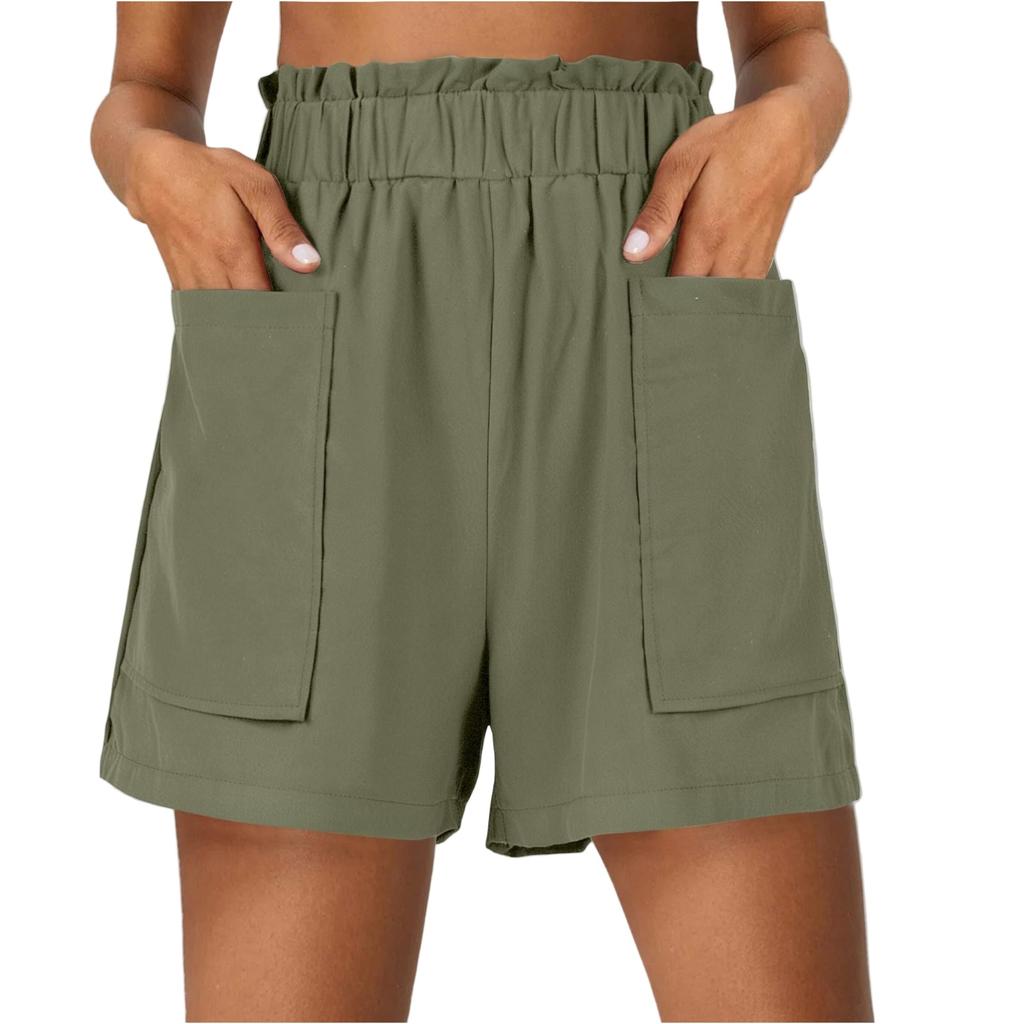 Shorts For Women Solid Color Casual Summer Drawstring Loose Pocket Shorts