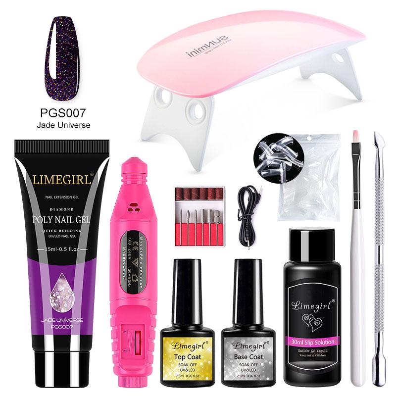 Poly UV Gel Kit All for Manicure Gel Nail Extension Set Slip Solution Builder Acrylic Gel Polish Nail Art Tool Design Fingertips