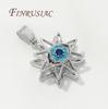 Accessoires de Collier DIY Plaqué Or Véritable 18K Pendentifs Œil Maléfique en Zircon Bleu Breloques Pour Fournitures de Fabrication de Bijoux Pendentif Fleurs