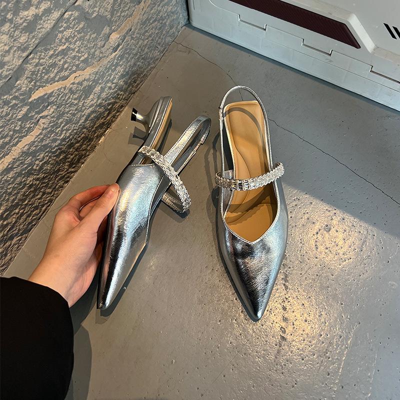 

First layer sheepskin insole bag head sandals spring and summer outer wear French Mary Jane shoes single shoes women s shoes 40 срібний