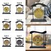 Gong Ornament Mini Wind Chimes Feng Shui Brass Gong Desktop Mini Chinese Gong with Stand for Tabletop Office Home Art Decor