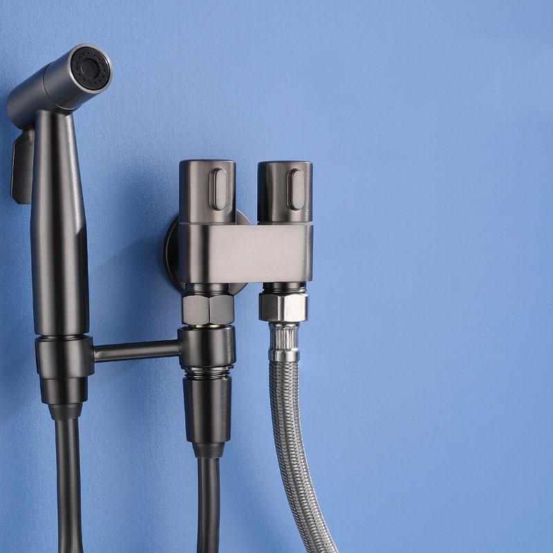 Grey 304 Stainless Steel Bathroom Bidet Set Wall-mounted Portable Bidet Sprayer Set Single Cooled Bathroom Shower Head