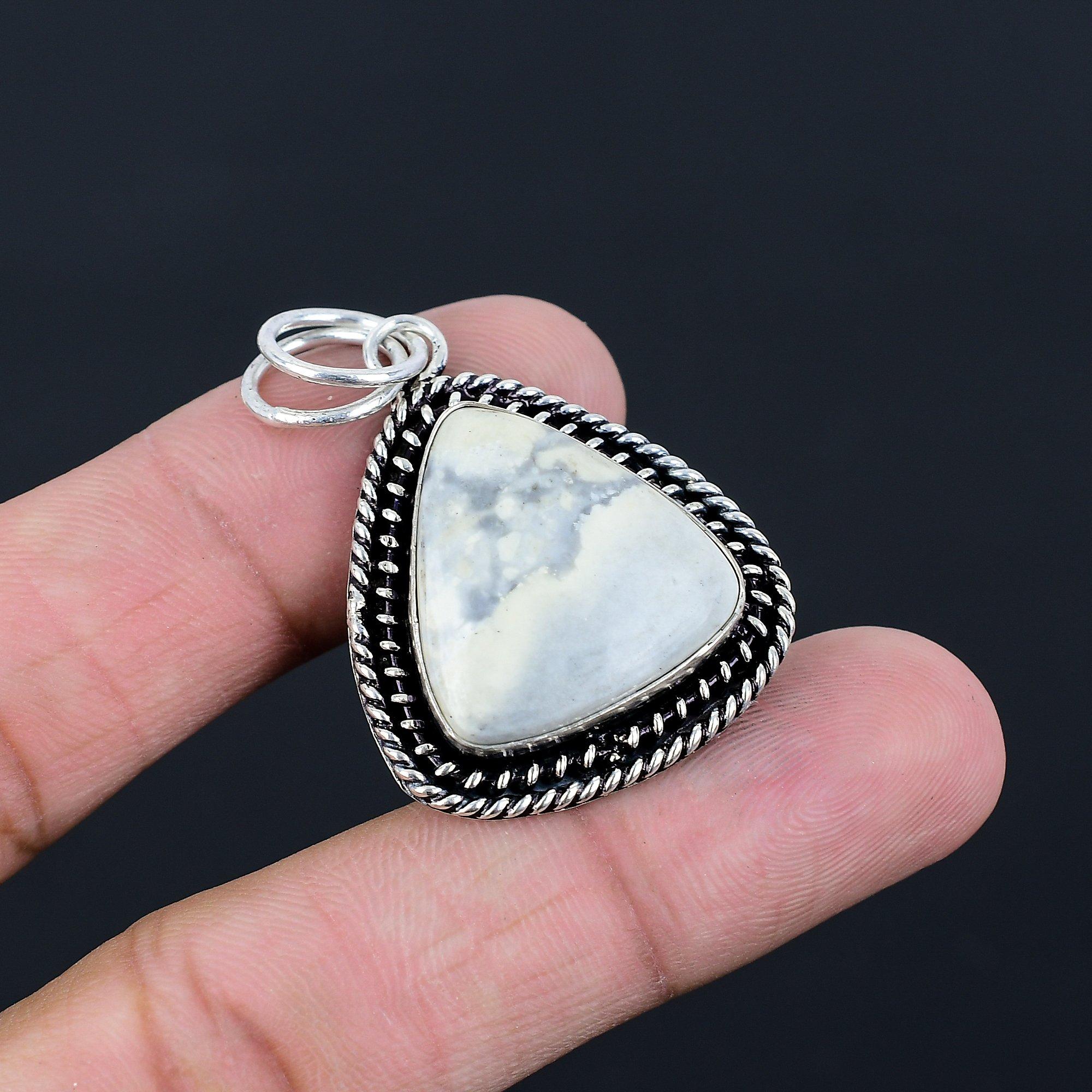 Trillion Maligano Jasper Stone 925 Silver Anniversary Bezel Unique Boho Pendant