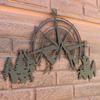 Metal Compass Wall Art, Mountain Scene, Farmhouse Decor, Rustic Compass Metal Sign, Outdoor Garden Ornament