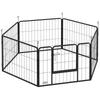 6 Panels Dog Playpen, Portable Detachable Puppy Pen with Door, for Small Dogs, 60cm High, Grey