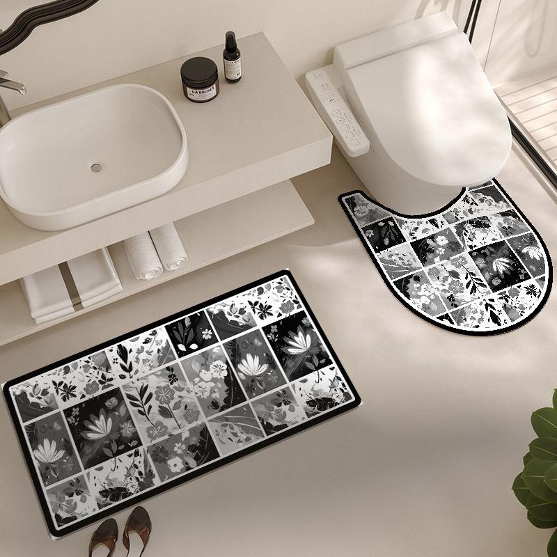 

Легкая роскошная ванная комната, трехсекционный U-образный унитаз, большой размер, впитывающий напольный коврик, нескользящий коврик для ног, мягкий коврик из диатомовой грязи 40*60cm