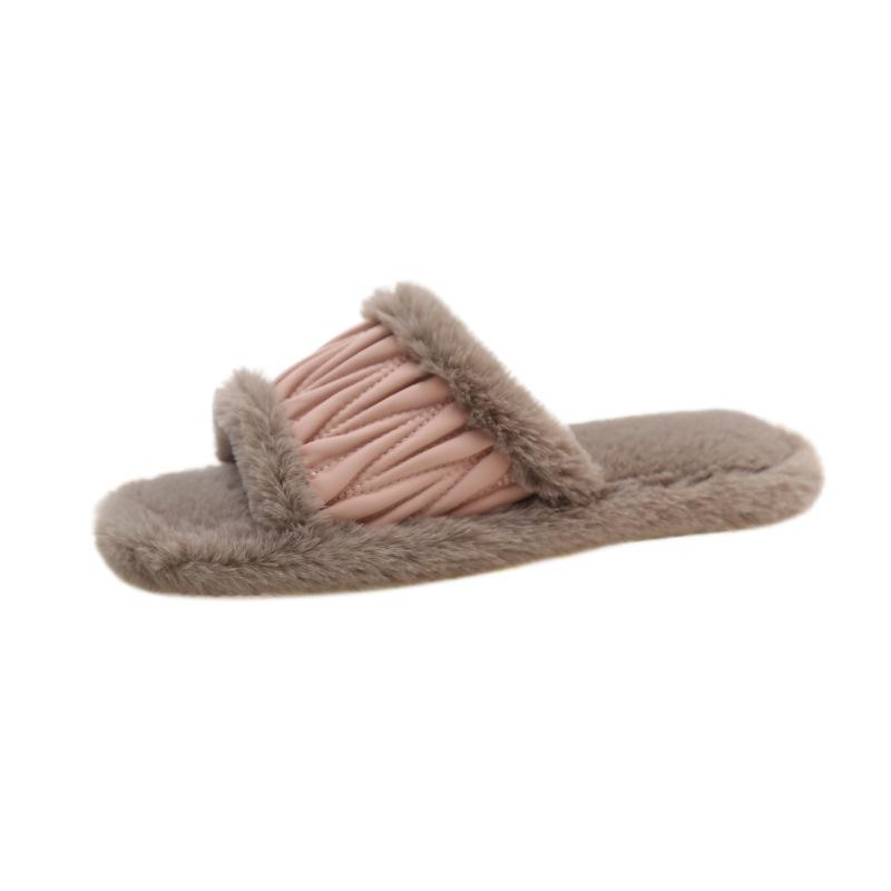 Fashion Fashion Women Slippers Cotton Plush Warm Female Light EVA Flat Bottom Non-slip Comfortable Slides Winter Autumn House Shoes