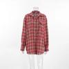 European and American Retro Plaid Lapel Long sleeve Loose Shirts Plaid Lapel Loose Fitting Shirt