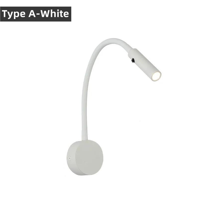Lampă de perete cu LED-uri reglabilă pentru citire, 3W, furtun flexibil, aplice montată pe perete, pentru dormitor, pentru studiu, cu lampă de masă întrerupător