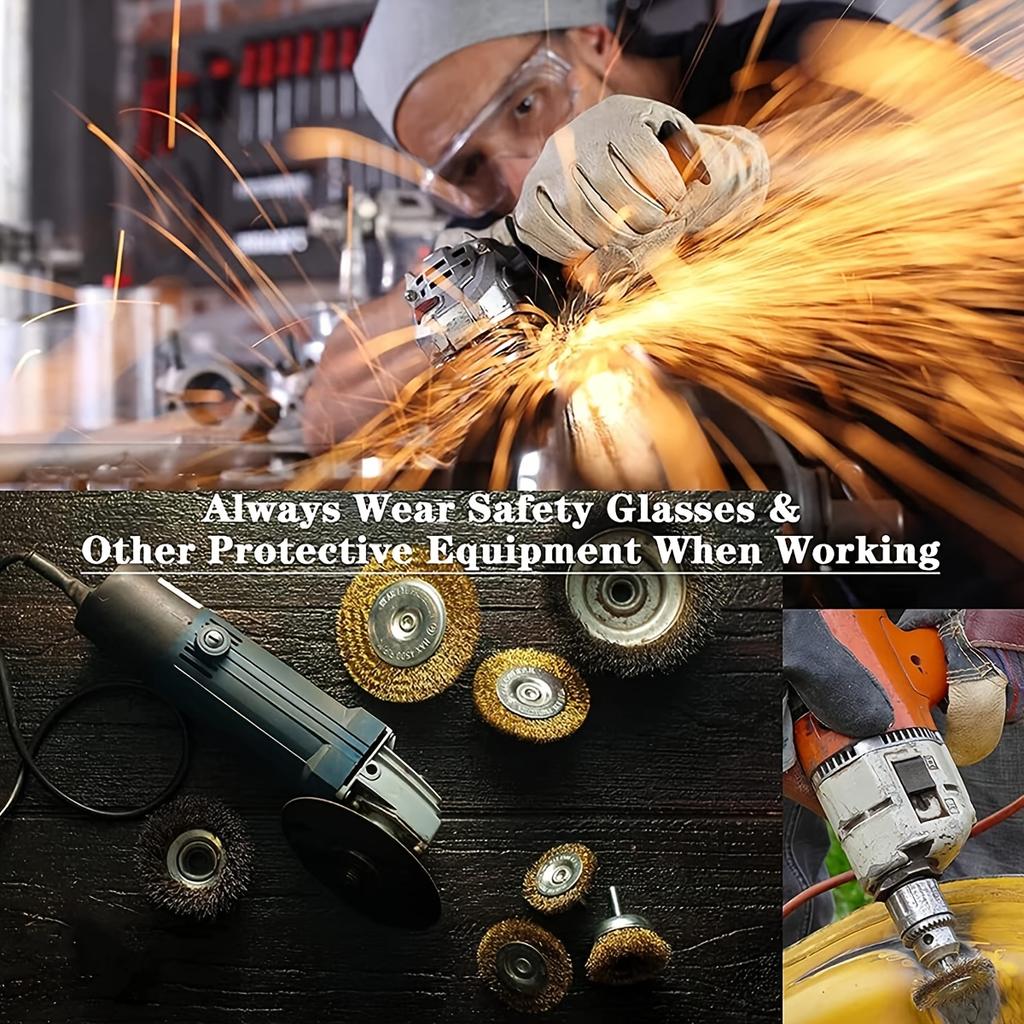 10 pcs Wire Brush Wheel Cup Brush Set,Coarse Crimped 1/4 Inch Shank Wire Wheel for Drill Attachment