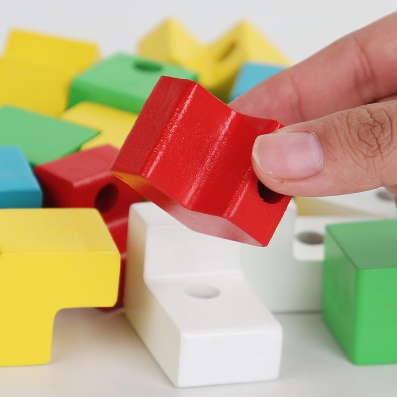 Tetris-Themed Wooden Blocks Puzzle for Kids – Brain Teaser & Color Recognition Toy