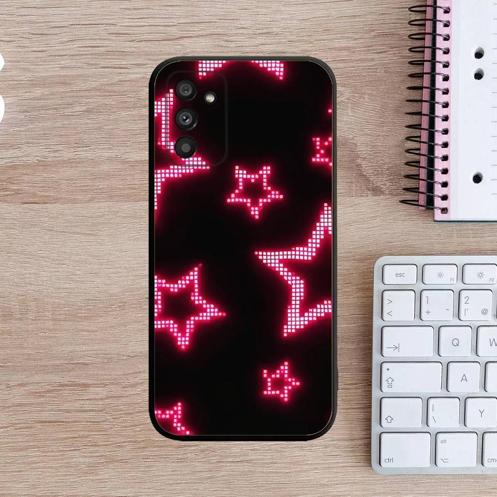 Cute Korean Ins Y2k Star Phone Case For Samsung Galaxy A13,A21s,A22,A31,A32,A52,A53,A71,A80,A91 Soft Black Cover