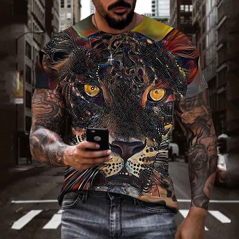 3D Animal Printing T Shirt For Men Fashion Funny Tiger Pattern Casual O-neck Short Sleeve Summer Oversized T-shirt Hip Hop Tops