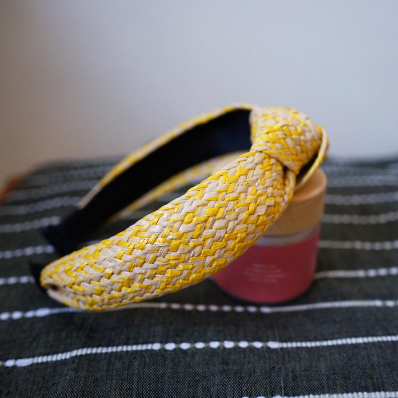 Holiday Beach French Retro Small Fresh Purple Green Lafite Straw Rattan Headband Headband Spring And Summer Versatile