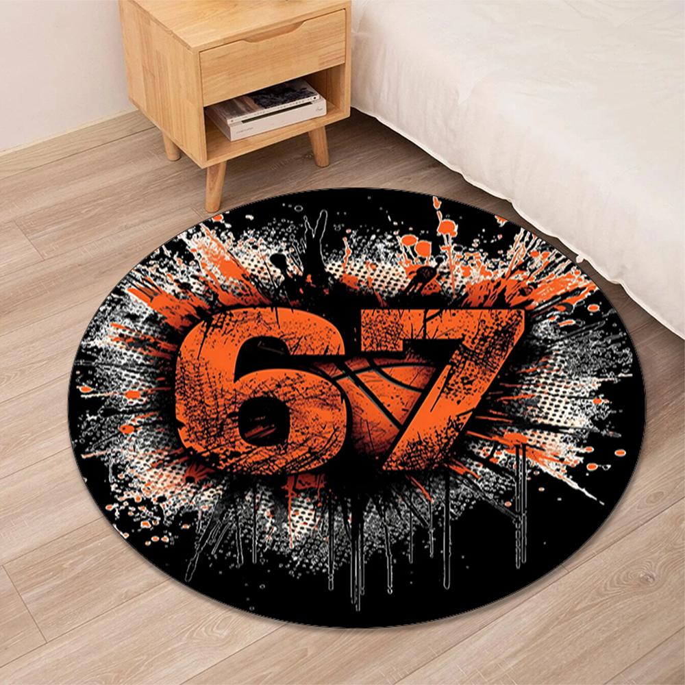 Basketball Printed Round Rug Carpet Chair Rug Area Rug Entryway Doormats,for Office Chair Living Room Bedroom Kitchen Room.