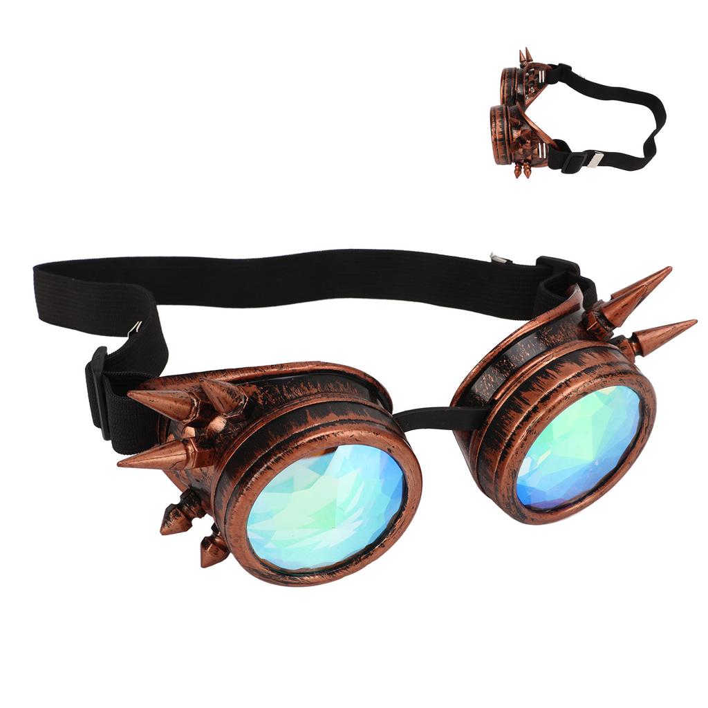 Halloween Kaleidoskop Rave Brille Regenbogen Kristallgläser Verstellbare Trippy Psychedelische Steampunk Brille