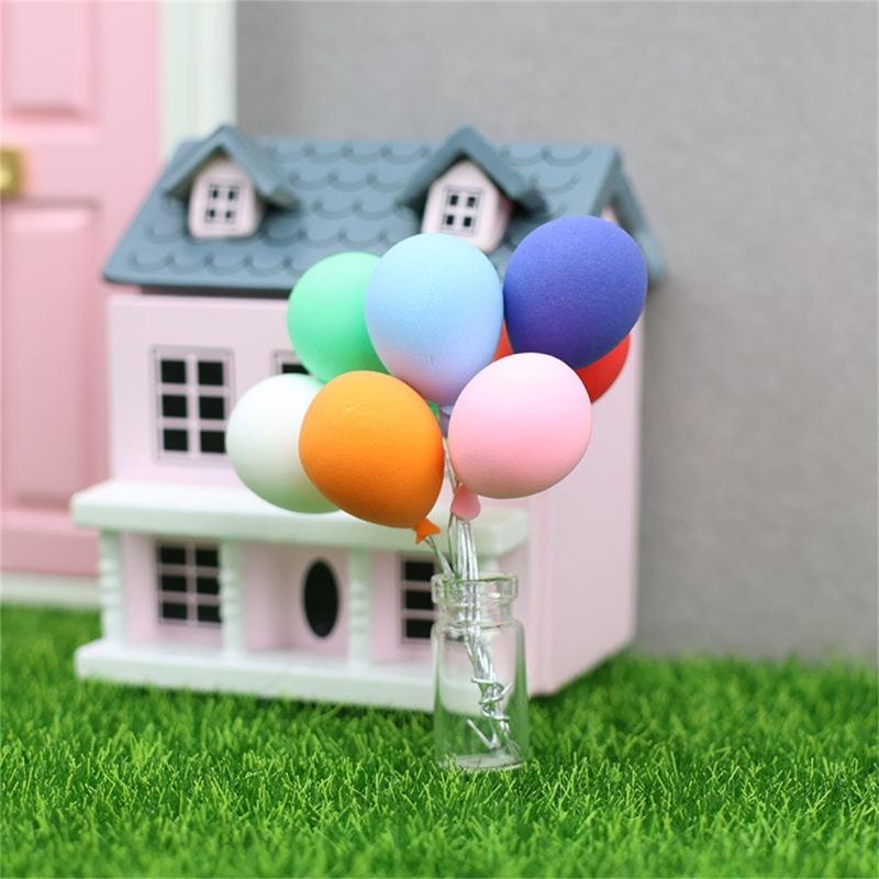 Pack of 8 Colorful Small Resin Balloon Portable Accessory for Dollhouses Garden Creative Landscape Accent Daily Use