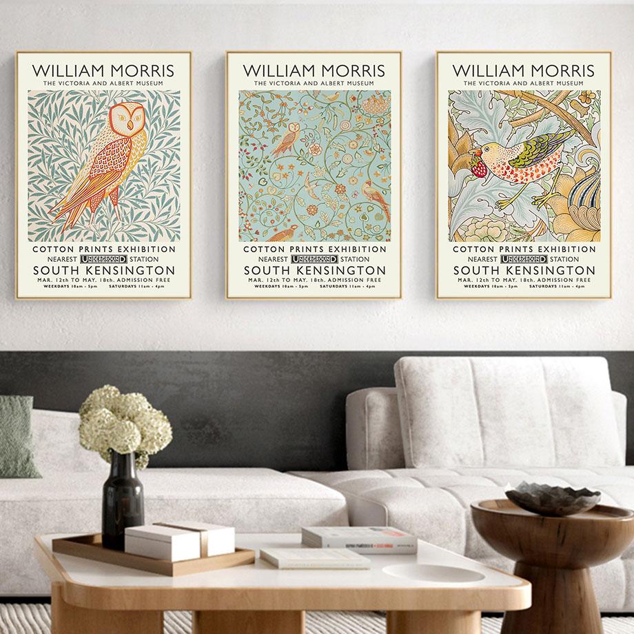 William Morris Wall Art Swan Owl Bird Leaf Flower Canvas Painting Nordic Posters and Prints Wall Pictures for Living Room Decor No Frame