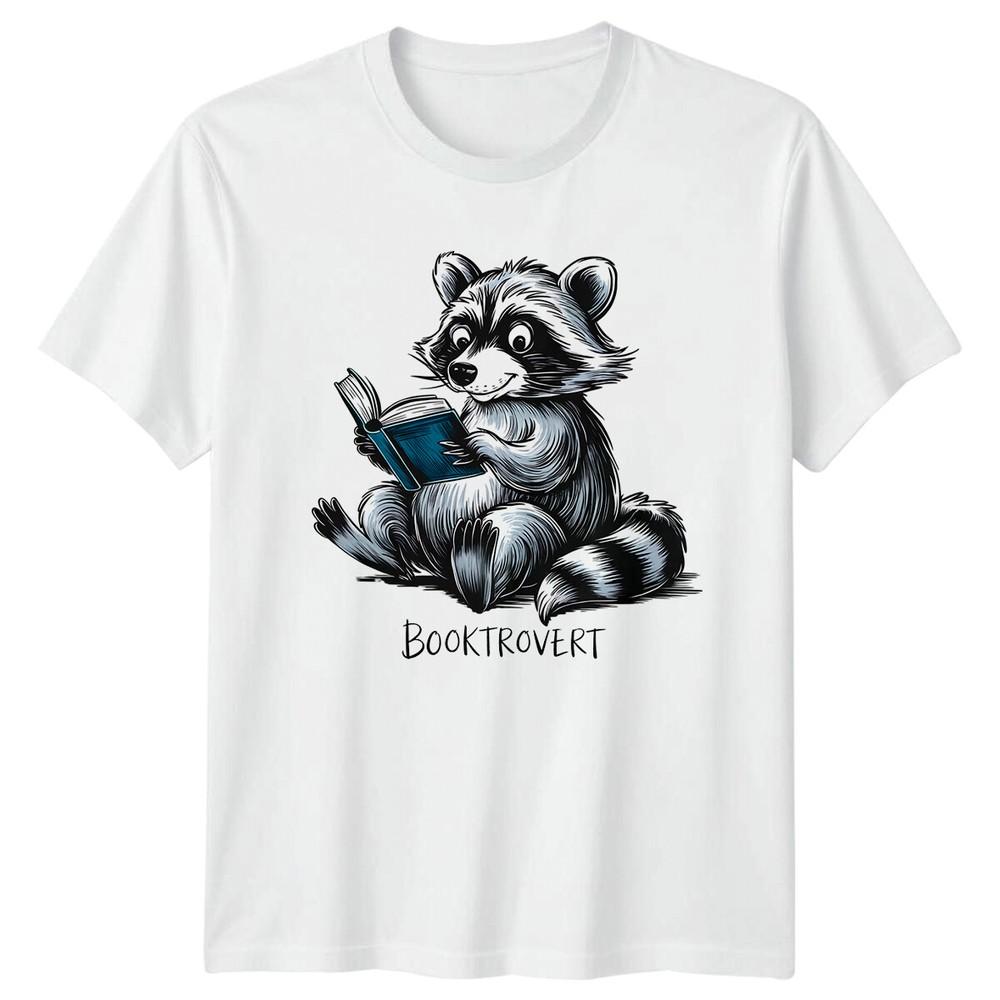 Booktrovert Raccoon Reading Book Lover TShirt S