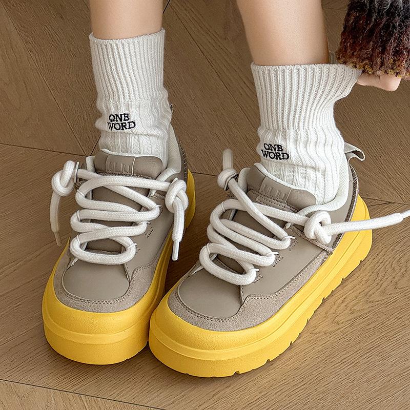 Autumn new casual sports shoes platform heightening couple board shoes bread shoes