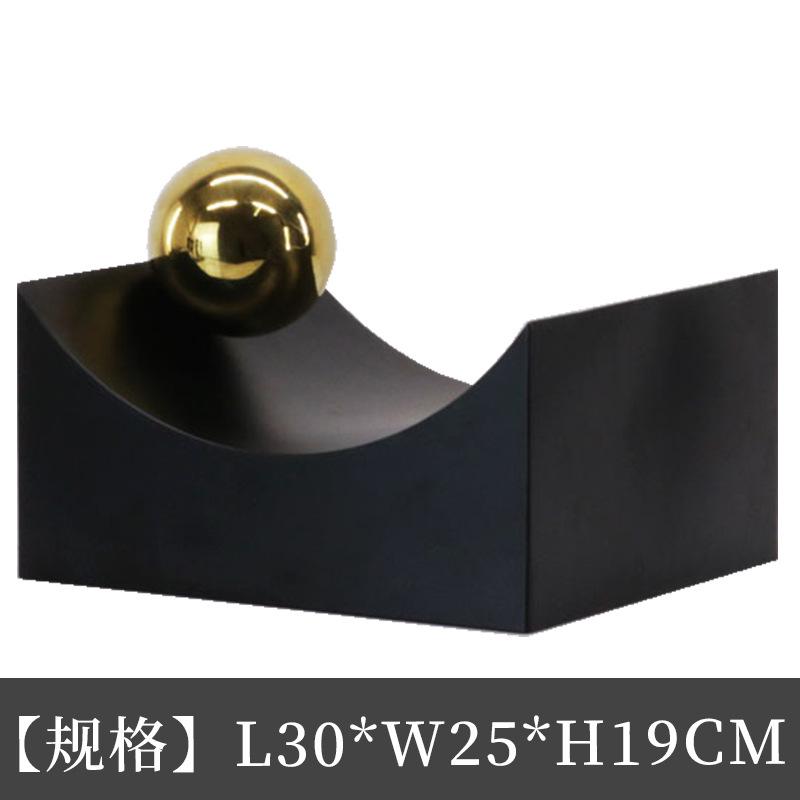 Geometric Arc and Spherical Ornaments Black Base Alloy Gold Spherical Decoration Accessories Modern Art Aesthetic Decoration