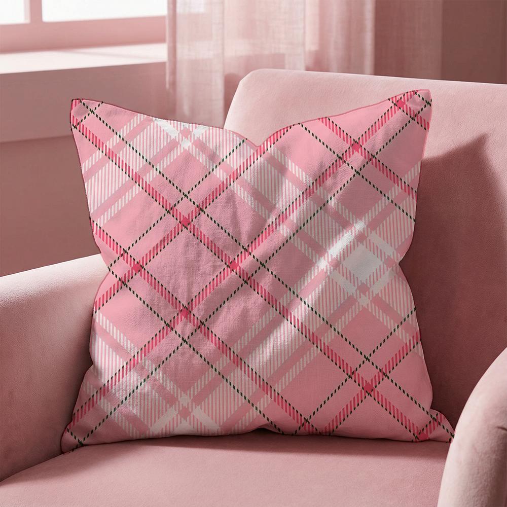 Checkered Pattern Cushion Cover MultiScene Pillow Cover for Home Car Reversible Soft Durable for Daily Use