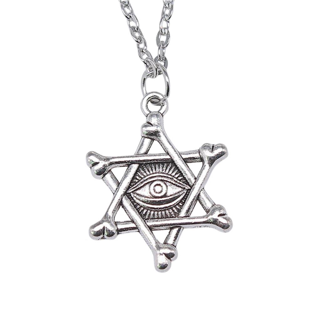 Collana Ciondolo Nodo Celtico Triquetra Stella di Davide Pendente Gioielli Vintage Boho Catena 43cm
