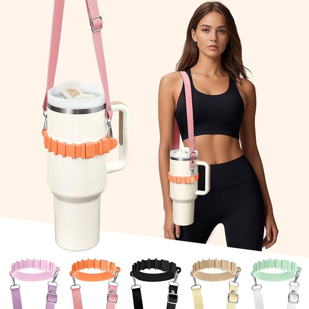 Hands-Free Water Bottle Shoulder Strap Adjustable Silicone Cup Holder Water Bottle Holder Outdoor