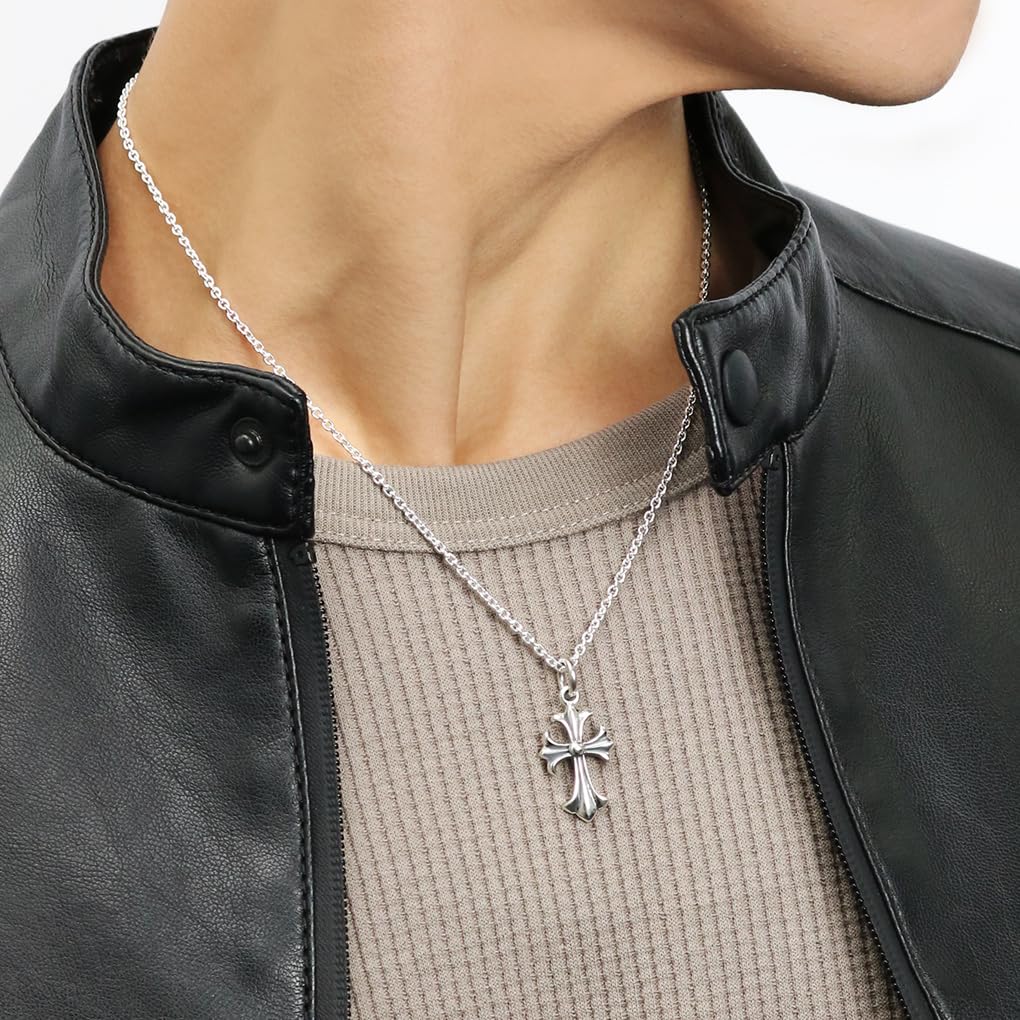 Gin no Cross Pendant No Silver Lily [Shinjuku Kura] Pendant, Flare, Reversible, Top, Chain, 925, Cross,