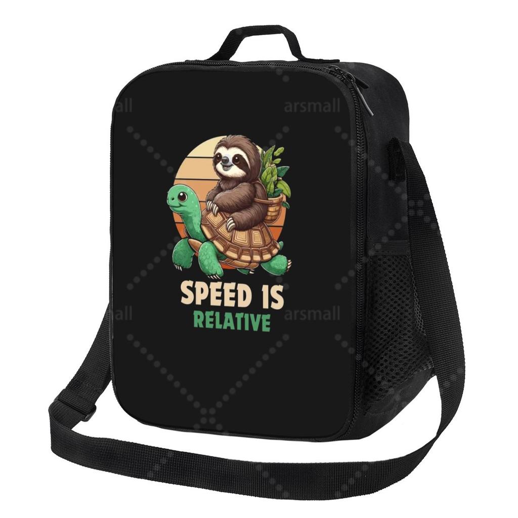 Speed Is Relative Lunch Bag with Adjustable Shoulder Strap Reusable Thermal Bento Tote for Work Picnic Beach