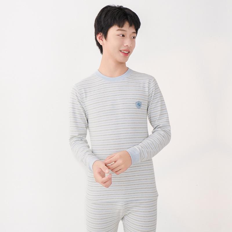 Warmes Samt-Unterwäsche-Set mit Stehkragen für Jungen und Mädchen - Herbst/Winter Oberteil und Hose für Mittel- und Oberstufenschüler 110cm white