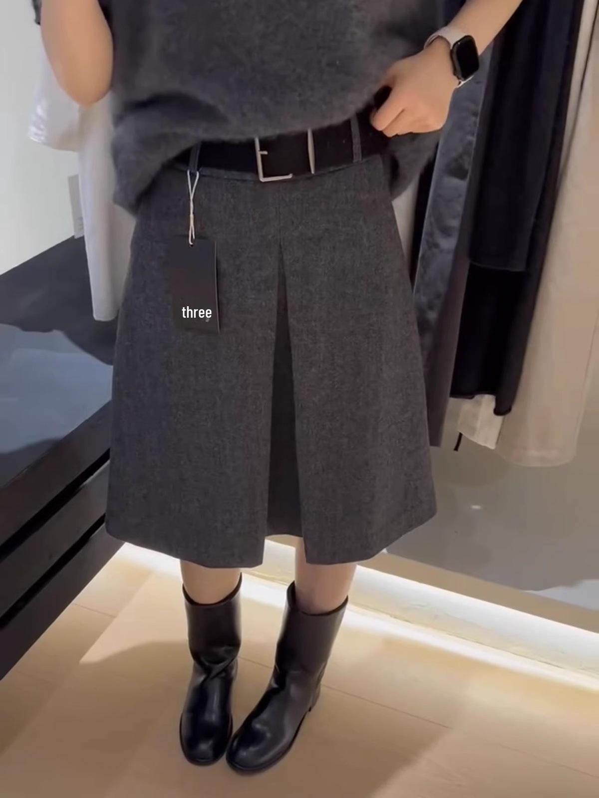 

Grey Woolen Mid-Length Half Skirt for Women - High-End 2025 Autumn/Winter Collection Large серый/чёрный