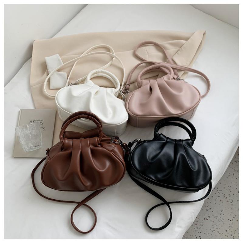 2026 New Solid Color Versatile Retro Style Retro Women's Bags Cloud Pleated Bag Versatile Underarm Bag Crossbody Bags Handbags