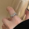 Korean Light Luxury Zircon Letter Opening Ring, Simple and Versatile Index Finger Ring, Personality Temperament Cold Style Jewelry