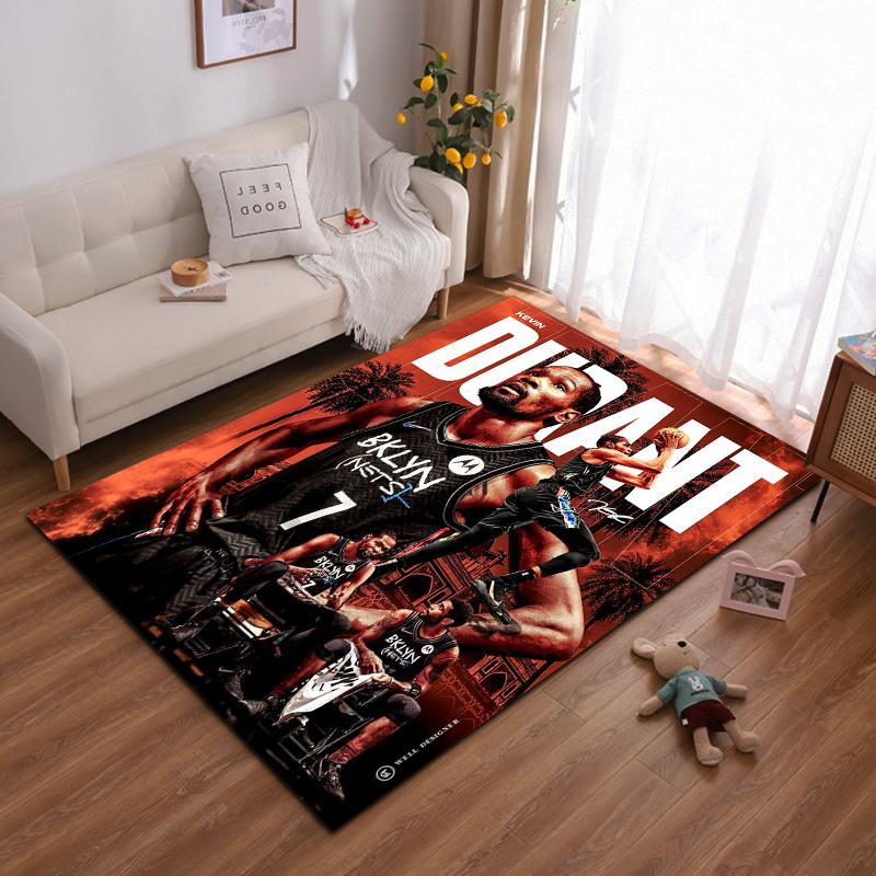 "Brooklyn Nets Basketball Player Rug Design" Non-slip rug suitable for living room and bedroom sofas.