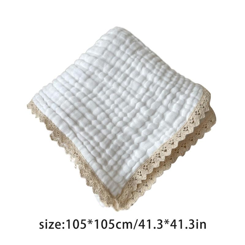 Safe & Comfortable Newborn Blanket Cotton Gauze Blanket with Delicate Lace Trim Newborn Swaddles Blanket for Infants