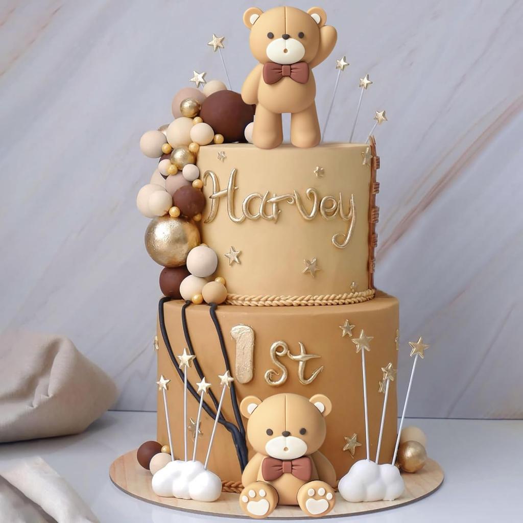 Beige Brown Bear Cake Decoration Beige Brown Balls Cake Topper Boho Bears Cake Cake Decoration Baby Shower Birthday Cake Decor
