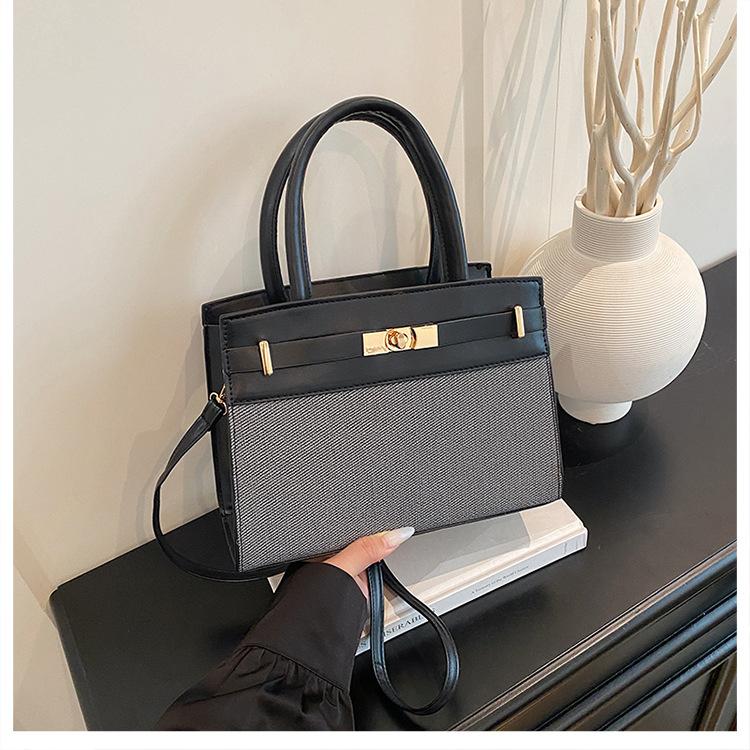 New Women Color Block Handbag Fashion Texture Crossbody Shoulder Commuter Bag CLE