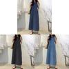 Bohemian Denim Dress With Pockets And Loose Fit For Casual Spring Wear