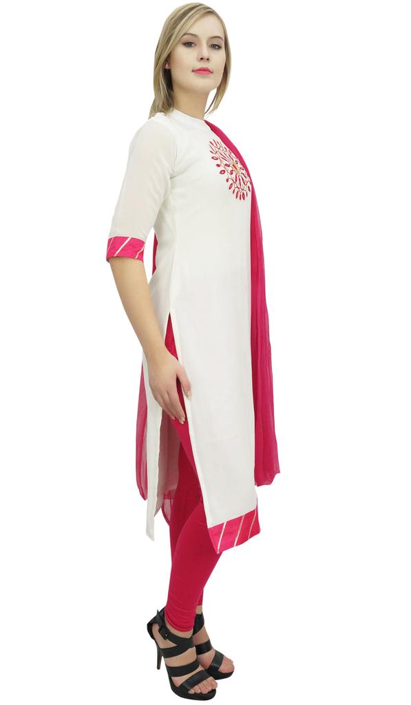 Atasi Readymade Beige Georgette Long Churidar Straight Cut Casual Salwar Suit -