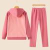 Conjunto de cárdigan con capucha de algodón liso para mujer - Moda exterior informal de moda para primavera/otoño