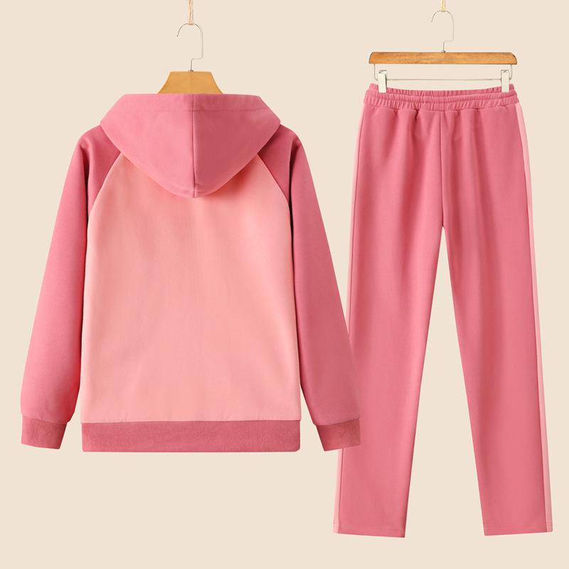 Conjunto de cárdigan con capucha de algodón liso para mujer - Moda exterior informal de moda para primavera/otoño