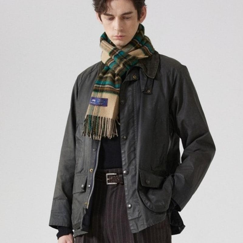 ABRAHAM MOON Merino Wool Muffler 25cm - Gresington Moss